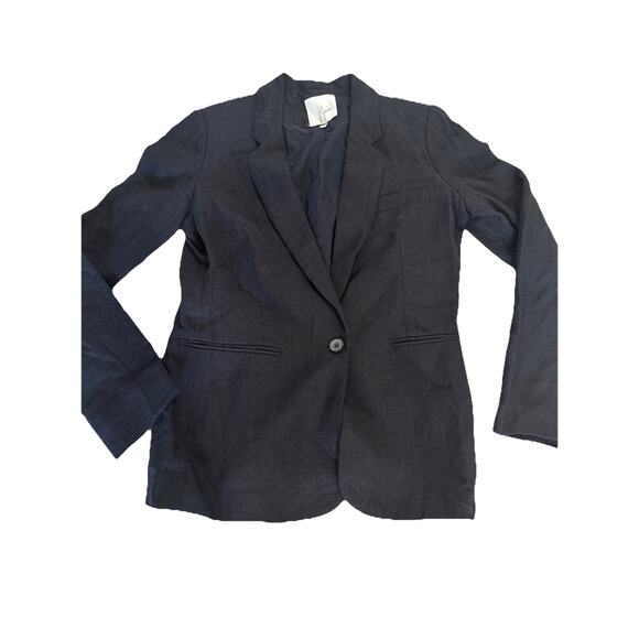 Joie Black Linen Jacket Classic Blazer Sz 6 - Picture 2 of 9
